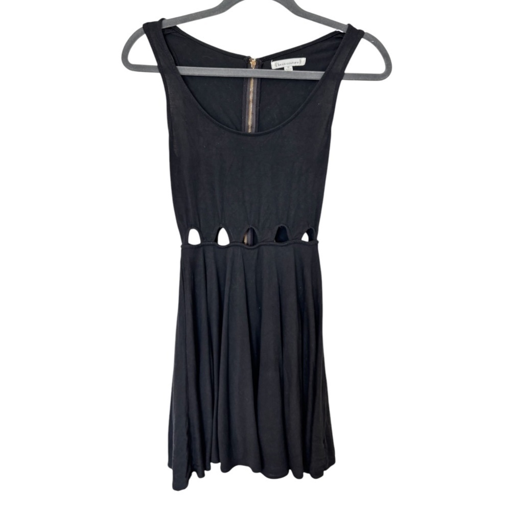 Luca Couture Dress Cutout Waist Black Size XS